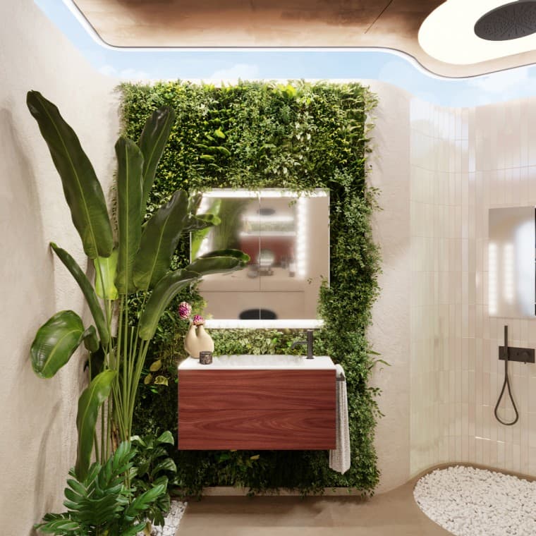 Дизайн ванной комнаты с цветами (© Ippolito-Group) Дизайн ванной комнаты с цветами (© Ippolito-Group)