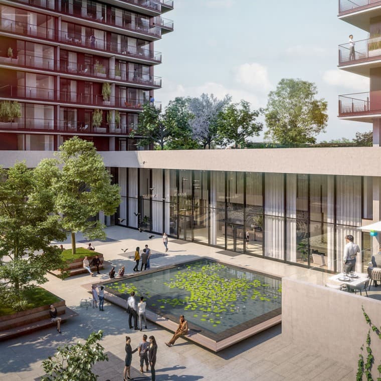 На первом этаже три башни соединены друг с другом (© Soravia) На первом этаже три башни соединены друг с другом (© Soravia)